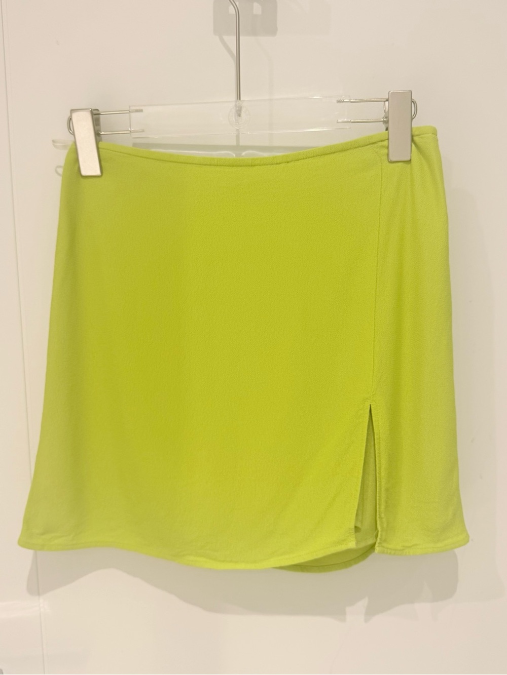 Sunday Best Neon Lime Mini Skirt with Side Slit